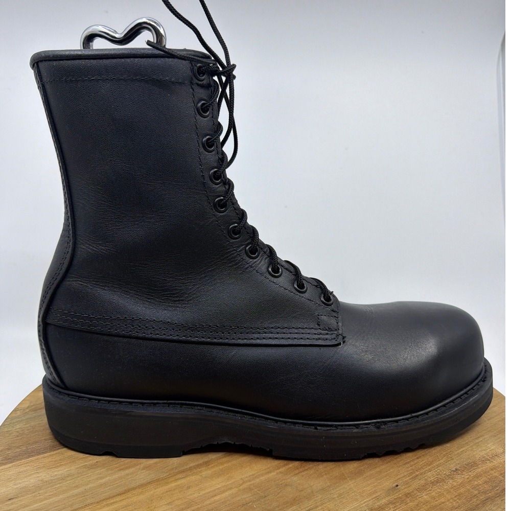 Bates Mens Black Leather Steel Toe Combat Boots Vibram E01950A Size 11 R‎ EUC